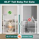 Fairy Baby 40.5" Extra Tall Baby Gate for Stairs Doorways, Fits 29.5" to 40.5" Wide Openings, Auto Close Extra Wide Dog Gate Indoor for The House, Metal Pressure Mounted Pet Cat Gate for Kids, White
