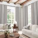 Silver Linen Blackout Curtains 96 Length 2 Panels Set for Living Room Bedroom, 100% Black Out Thermal Insulated Linen Drapes, Room Darkening Grommet Curtains 96 Inches Long