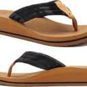 COFACE Womens Flip Flops with Arch Support Ladies Fashion Lightweight Wedge Flip Flops Comfortable Yoga Mat Sole Summer Platform Thong Sandals (11, Black Tan)