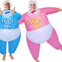2 Packs Hilarious Inflatable Baby Costumes Boy and Girl Cosplay Adult Size Blow up Suit Outfit for Gender Reveal Party/Birthday/Halloween