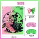 Witch Party Decorations Pin The Bow Birthday Party Games Birthday Party Decorations Pink and Green Poster with 24 Bow Stickers for Witch/Birthday/Sisters Party Wall Decorations Supplies