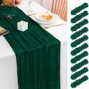 10 Pack Emerald Green Table Runner 21x120 Inch Dark Green Cheesecloth Table Runner 10FT Boho Gauze Table Runner Long Cheese Cloth Table Runner Semi Sheer Runners for Wedding Bridal Baby Shower Party