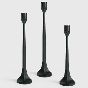 Tall Black Cast Iron Candlestick Holders Set of 3, Wrought Iron Tall Taper Candle Holders, Candle Sticks Holders Decor for Home Decor, Mantle, Table, Wedding-11.8"+13.8"+15.4"(Black)