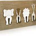 Yookeer Safari Animal Wall Hooks Kids Coat Hooks Wooden Safari Jungle Baby Nursery Wall Decor Decorative Elephant Lion Giraffe Zebra Hanger for Nursery Bathroom Bedroom Home Decor