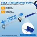 Handheld Cable Puller - Drill Powered Wire Tugger with 1000lb Pulling Force - Features Adjustable Telescoping Boom Arm & Universal Conduit Head - Heavy Duty Electrician Tool for 1/2" to 4" Wire Runs