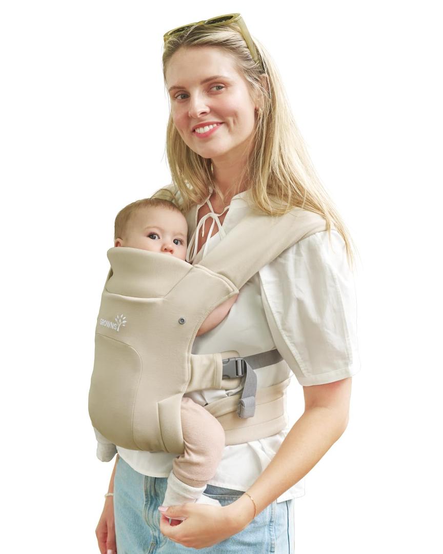 GROWNSY Baby Carrier Newborn to Toddler, Cozy Baby Wraps Carrier, Ergonomic Baby Carrier with Head Support, Cream