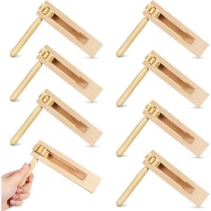 8 Pieces Wooden Ratchet Noise Maker, Traditional Mexican Rattle Ratchet Instrument Toy for Sporting Events Party Favor and Celebrations Birthday Present Football Games, 6 x 5.5 x 1.4 Inches