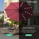 JEAREY 9FT Outdoor Patio Umbrella with Solar Lights, LED Lighted Pool Umbrella with Tilt and Crank, Outdoor Table Umbrellas for Deck, Yard & Market (Burgandy)