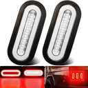 2Pcs 6" inch Clear Lens Oval Red 52 LEDs Trailer Boat Halo Brake Stop Running Turn Signal Tail LightsPatented w/Rubber Grommet, Sealed Submersible IP67 for Truck/RV/Van, DC 12V