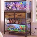 Heybly 20-29-37 Gallon Fish Tank Stand with Power Outlets & StorageHAS011SR Aquarium Stand with Drawers & Hooks, Metal Frame, 31.5" x 15.7" Top, 400 lbs for Turtle Tank & Reptile Terrarium, Rustic Brown