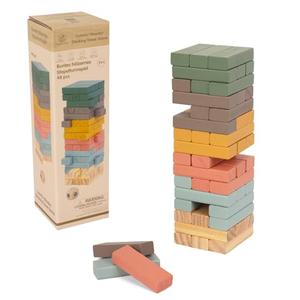 Wooden Blocks Stacking Games, 48PCS Tumbling Stacking Blocks Game for Kids and Families, Wood Colorful Balancing Blocks Montessori Toys for Kids