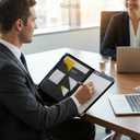 Samsill Classic Collection Business Portfolio - Executive Padfolio for Resume & Document Organizer - 8.5 by 11-Inch Legal Pad, Faux Leather with Brass Corners (Black)