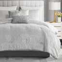 Madison Park Velvet Jacquard Grey King Comforter Set, 7pc