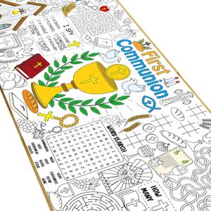 Naozinebi First Communion Giant Coloring Poster Large God Bless Versatile Activity Drawing Paper Coloring Tablecloth DIY Gaming Theme Poster Table Cover Art Craft Coloring Mat Baptism Craft Supplies