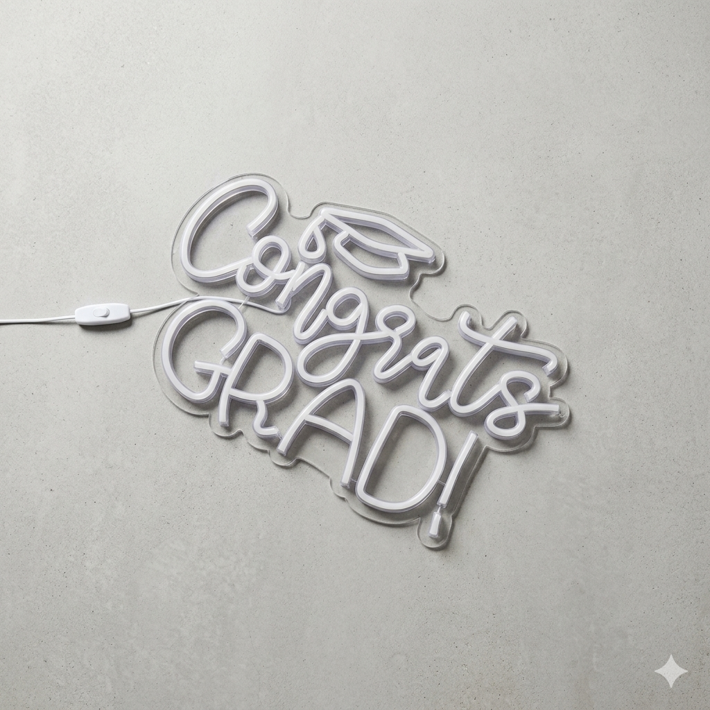 Neon Sign Congrats Grad Light for School Class Party Family Wall Decor Congratulation Custom Neon Signs Gift Graduation Party 60cm