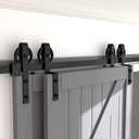 skysen 8FT Heavy Duty Sliding Barn Door Hardware Single Track Bypass Double Door Kit Black(Bypass Big Spoke Wheel-1)