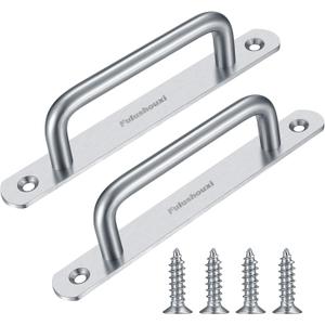 2 Pcs Barn Door Handles, Sliding Door Pull Handles, Stainless Steel Closet Cabinet Door Handles Pulls with Plates for Cupboard Cabinet Wardrobe Drawer Shed Pull Handles, 160mm/6.3 inch - Silver