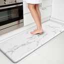 Marble White Kitchen Mats for Floor Anti Fatigue Mats for Kitchen Floor Kitchen Rugs Abstract Art Decorative Cushioned Non Slip Waterproof Mats for Office Bedroom Laundry, 17.3"x 47"