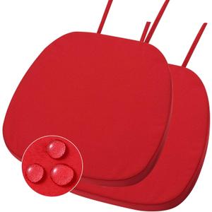 GUEGLSA Outdoor Waterproof Seat Cushions 14x14 inch, Non Slip Metal Chair Pad with Ties, U Shaped Metal Chair Cushion for Kitchen Dining Patio Chair, Set of 2, Red