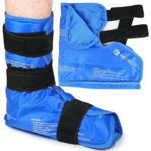 Foot Ankle Ice Pack Wrap, Hot Cold Therapy, Large Reusable Gel Ice Pack for Achilles Tendonitis Relief, Plantar Fasciitis, Injuries, Heel Pain, Plush Lining, with Strap, Mother's Father's Day Gift