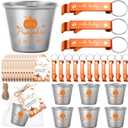Vesici 25 Sets Baby Shower Favors 1.5 oz Stainless Steel Shot Glasses Cute Bottle Opener Keychains Thank You Tags Bags Thanksgiving/Fall/Gender Reveal Party Return Gift Guest (Orange)