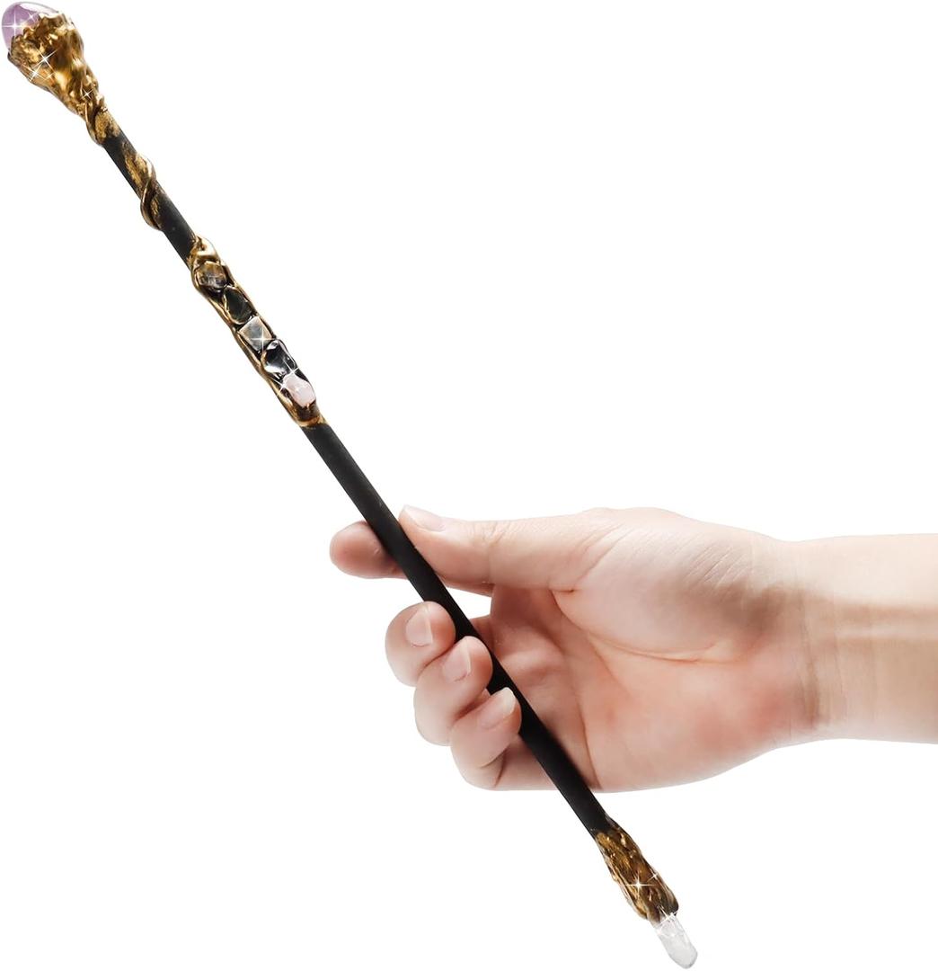 Rich Boxer Fine Handcrafted Purple Crystal and Amethyst Gemstone Magic Wand for Witches and Wizards