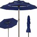 Kingdura 9ft 3-Tier Patio Umbrella, Outdoor Table Umbrella with Easy Crank & Tilt, 8 Reinforced Ribs, UV Protection for Deck, Pool, Market, Backyard (Navy blue)