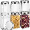 LemonRoad 6 Pack 68 oz Square Glass Jars with Lids Wide Mouth Kitchen
