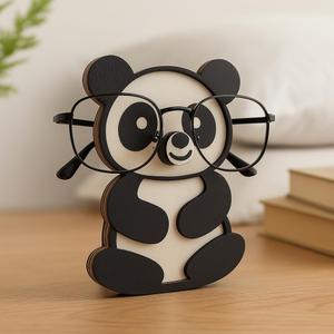 Wooden Eyeglass Holder Display Stand Creative Cute Animal Glasses Holder Handmade Creative Sunglasses Display for Desktop Accessory, Home Office Decor, Birthday and Christmas Gift (Panda)
