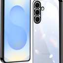 2 x for Samsung Galaxy S25 Case [Electroplating Protective] [Non-Yellowing Clear] Metallic Luster Soft Super Thin TPU Anti-Fall for Galaxy S25,(Black)