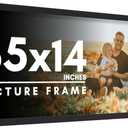 35x14 Frame Black Picture Frame - Complete Modern Photo Frame Includes UV Acrylic Shatter Guard Front, Acid Free Foam Backing Board, Hanging Hardware Wood Wall Frames for Family Photos - no Mat