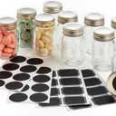 2.5oz Small Mason Jars with Stainless Steel Lids & Chalkboard Labels (12 Pack) Airtight Mini Mason Jars for Party Favors, Spices, Jam, Honey, Candy, Shot Glasses, Wedding, Gifts, Tiny Glass Bottles