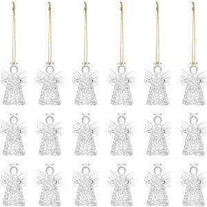 Patelai 18 Pcs Christmas Angel Ornaments for Tree Angel Figurines Guardian Glass Hanging Decor Church Gifts for Women Men Car Christian Blessing Anniversary