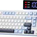 Redragon Wireless Gaming Keyboard, 98-Key Tri-Mode (BT/2.4G/Wired) RGB Computer Keyboard with Knob & Display, Fade-Resistant PBT Keycaps & 4000mAh Battery, Compatible with Windows/Mac - White Blue