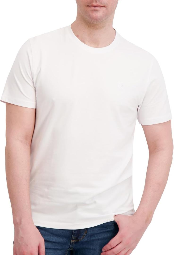 DKNY Soft Cotton T-Shirt for Men - Plain Casual & Dress Crew Neck Tee, Comfortable Premium Classic Fit Mens Tshirt (White, XL)
