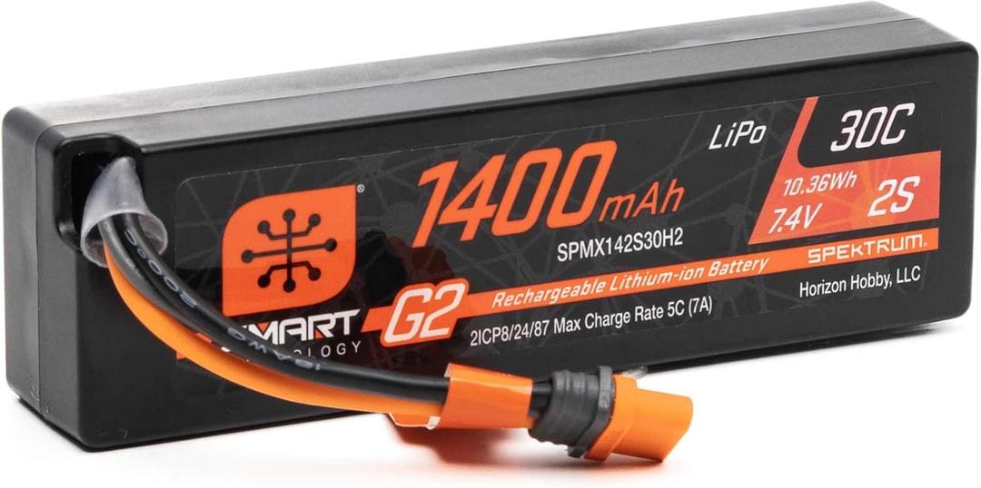 Spektrum SMART 1400mAh 2S 7.4V G2 30C LiPo Battery with IC2 Connector, SPMX142S30H2