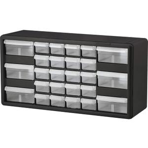 Akro-Mils 26-Drawer Plastic Drawer Storage Cabinet for Garage Organization, Bead Organizer, Building Bricks Storage, Teacher Toolbox, Makeup Organizer, 20" W x 6" D x 10" H, 10126 Black