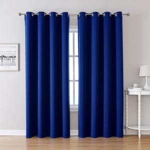 ChrisDowa Grommet Blackout Curtains for Bedroom and Living Room - 2 Panels Set Thermal Insulated Room Darkening Curtains (Royal Blue, 52 x 84 Inch)