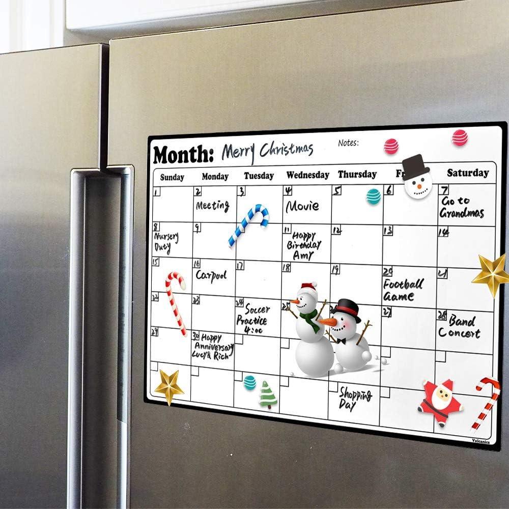 Volcanics Fridge Calendar Magnetic Dry Erase Whiteboard for Refrigerator Planners 11.5 Inches X 14.7 Inches