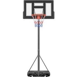 Sweetcrispy Portable Basketball Hoop Outdoor 6.1-10FT Adjustable Height, 44 Inch Shatterproof Backboard/Shock Absorbent Rim, Fillable Base, 2 Wheels for Backyard/Driveway