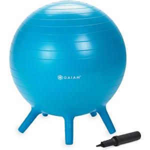 Gaiam Kids Stay-N-Play Children's Balance Ball - Flexible School Chair Active Classroom Desk Alternative Seating Built-In Stay-Put Soft Stability Legs, Includes Air Pump, 20.5"