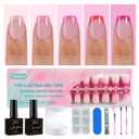 Misssix French Tip Press On Nails, 150Pcs French Gel Nail Tips, Pink Short Square Soft Gel Fake Nails, X-BASIC Tips Starter Kit for Nail Art DIY 15 Sizes