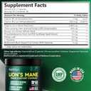 2 x Lions Mane Mushroom Capsules 1000mg, Brain & Focus Supplement, Vegan | Supports memory and mental clarity with L-Theanine, Ginkgo, Bacopa and B vitamins; non-GMO, made in USA; no stimulants