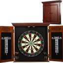 Barrington Dartboard Multiple Styles Pre-Assembled Wood Dartboard Cabinet Collection with 18 Bristle Dartboard & Steel Tip Dart Set, Perfect for Cricket Games