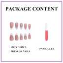 2 x MERVF Almond Press on Nails Medium Fake Nail White French Tip Glue ons Nails Flower Design Cute Stiletto Acrylic Supplies DIY Manicure Glossy 24pcs