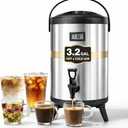 3.2 Gallon Insulated Beverage Dispenser, 12L Thermal Coffee and Drink Server with Spigot, Non-Electric Hot & Cold Drink Container for Juice, Tea, Milk, or Chocolate
