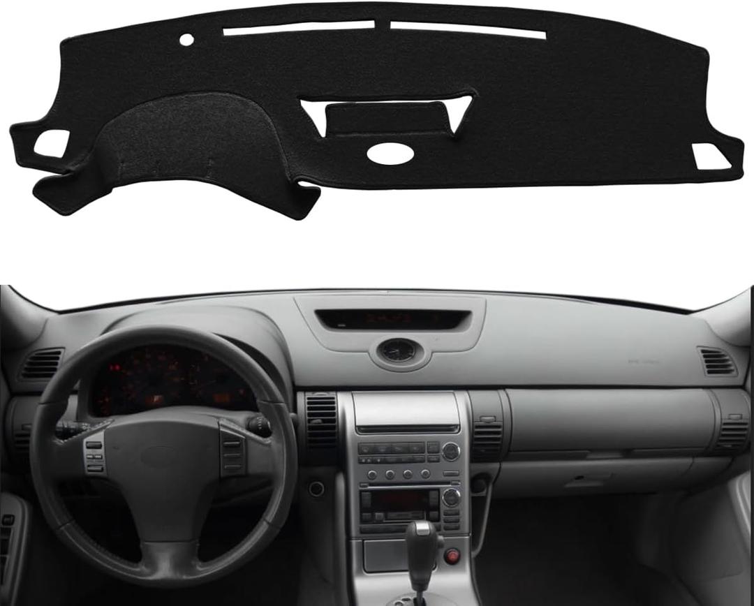 Dash Cover Mat Custom Fit for Infiniti G35 with Clock Outside, Dashboard Cover Pad Carpet Protector BY58 (Black)