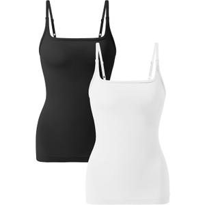 EUYZOU Women's Tummy Control Shapewear Tank Tops Seamless Square Neck Compression Tops Slimming Body Shaper Camisole (XXL)
