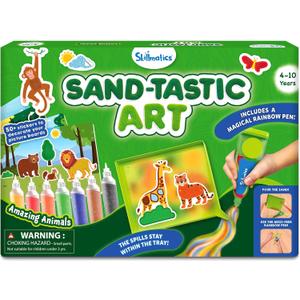 Skillmatics Sand Art Activity - Mess-Controlled DIY Animal Craft Kit with 50+ Colorful Stickers, Creative Arts & Crafts for Kids, Fun Hands-On Activity, Christmas Gifts for Ages 4, 5, 6, 7, 8, 9, 10