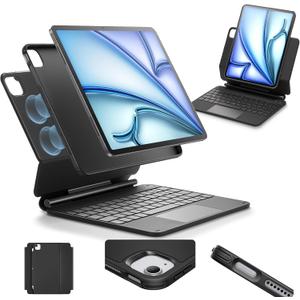 ESR for iPad Air 11 Inch Case with Keyboard M4/M3/M2 (2026/2025/2024) & iPad Pro 11/Air 5th/4th Gen Keyboard, Easy-Set Magnetic Stand, Portrait/Raised Modes, with Removable Protective Case, Black